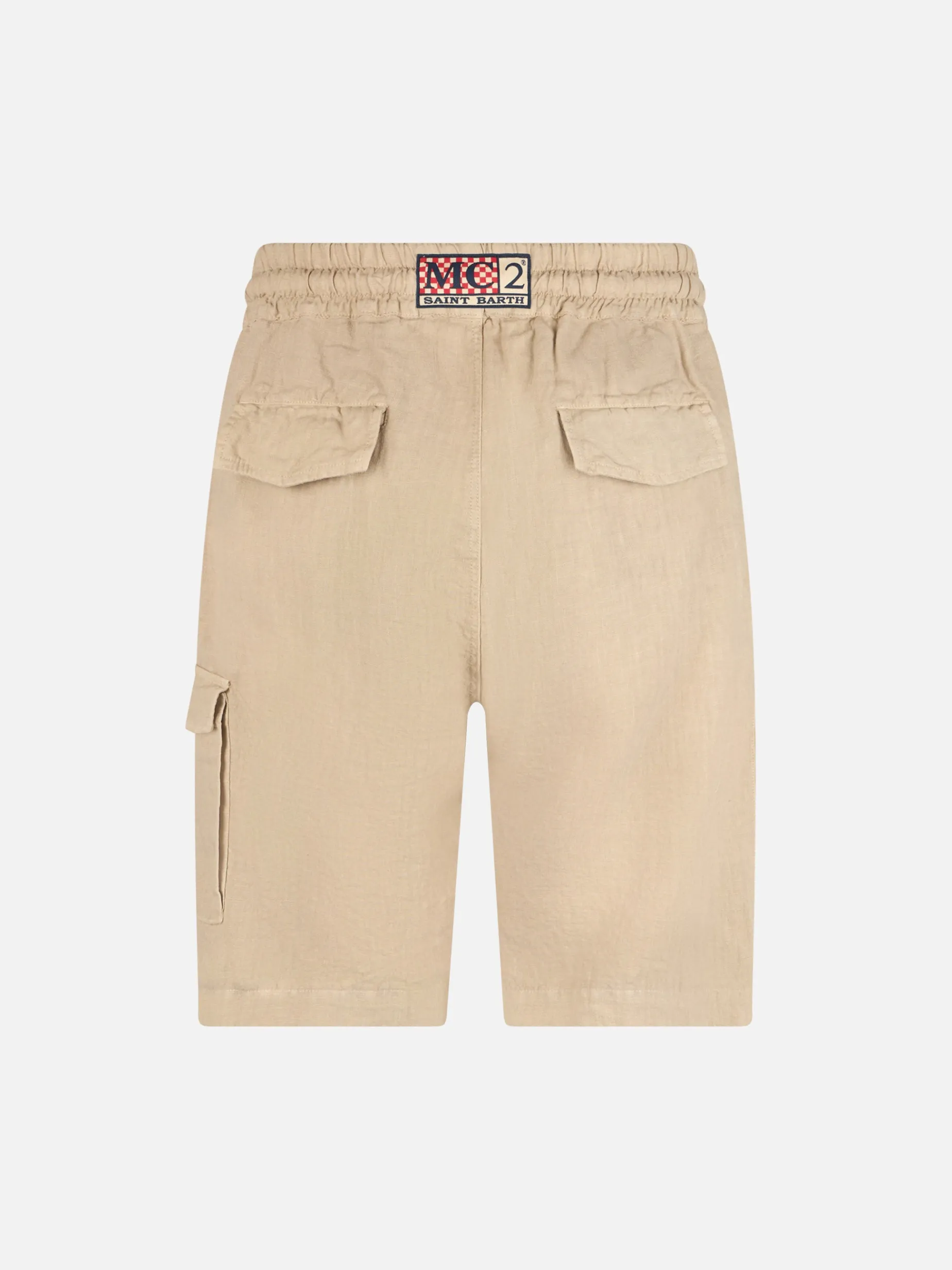 Herren beige Leinen-Bermuda Marseille
