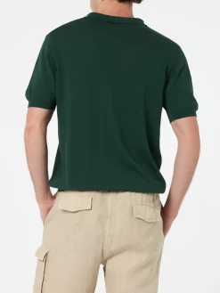 Herren britisches grünes Strickpoloshirt Sloan