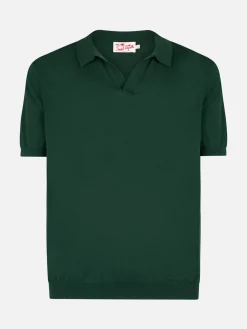 Herren britisches grünes Strickpoloshirt Sloan