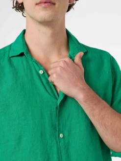 Herren grünes Leinenhemd Pamplona