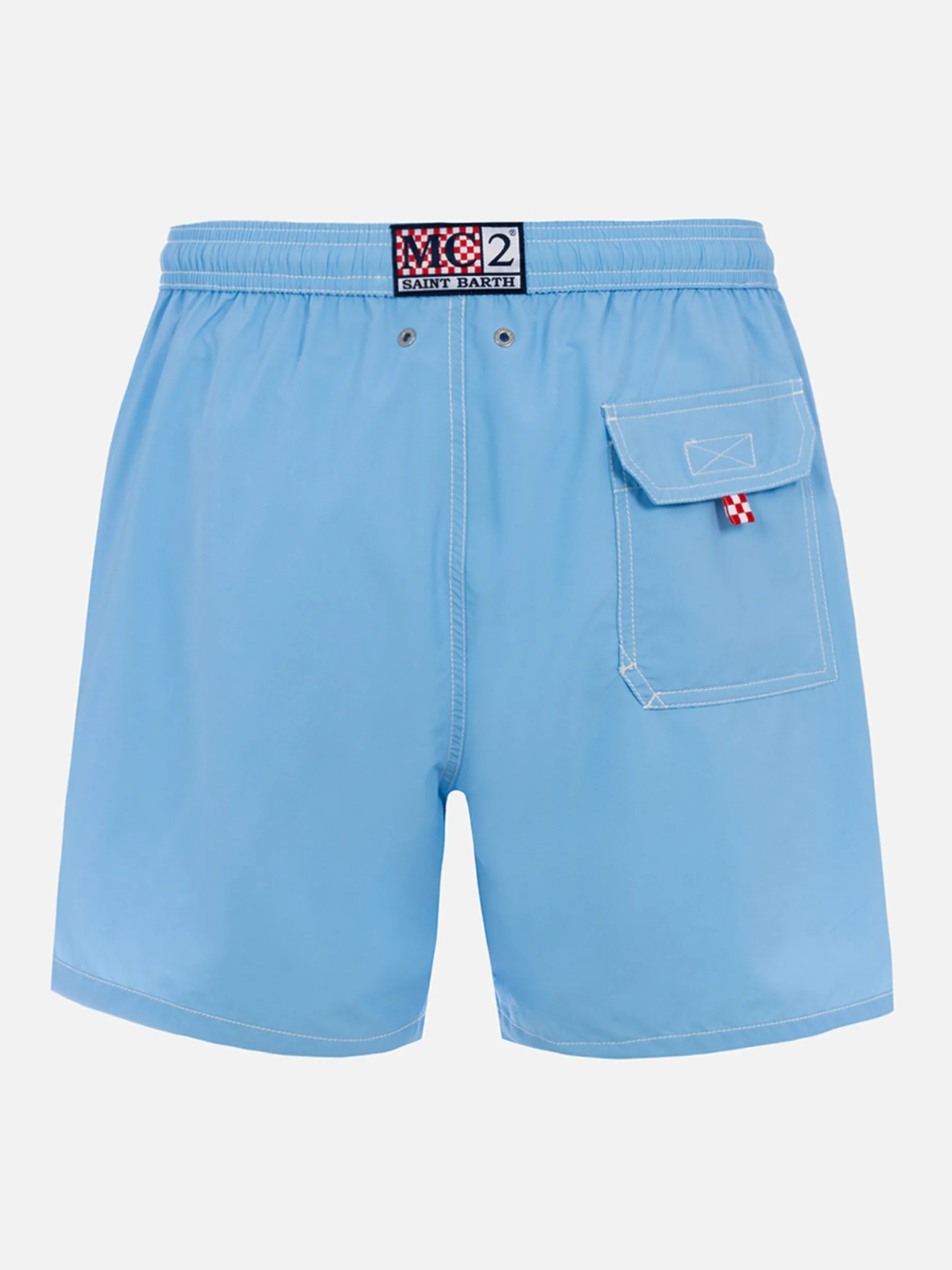 Herren himmelblaue mittellange Badeshorts Patmos