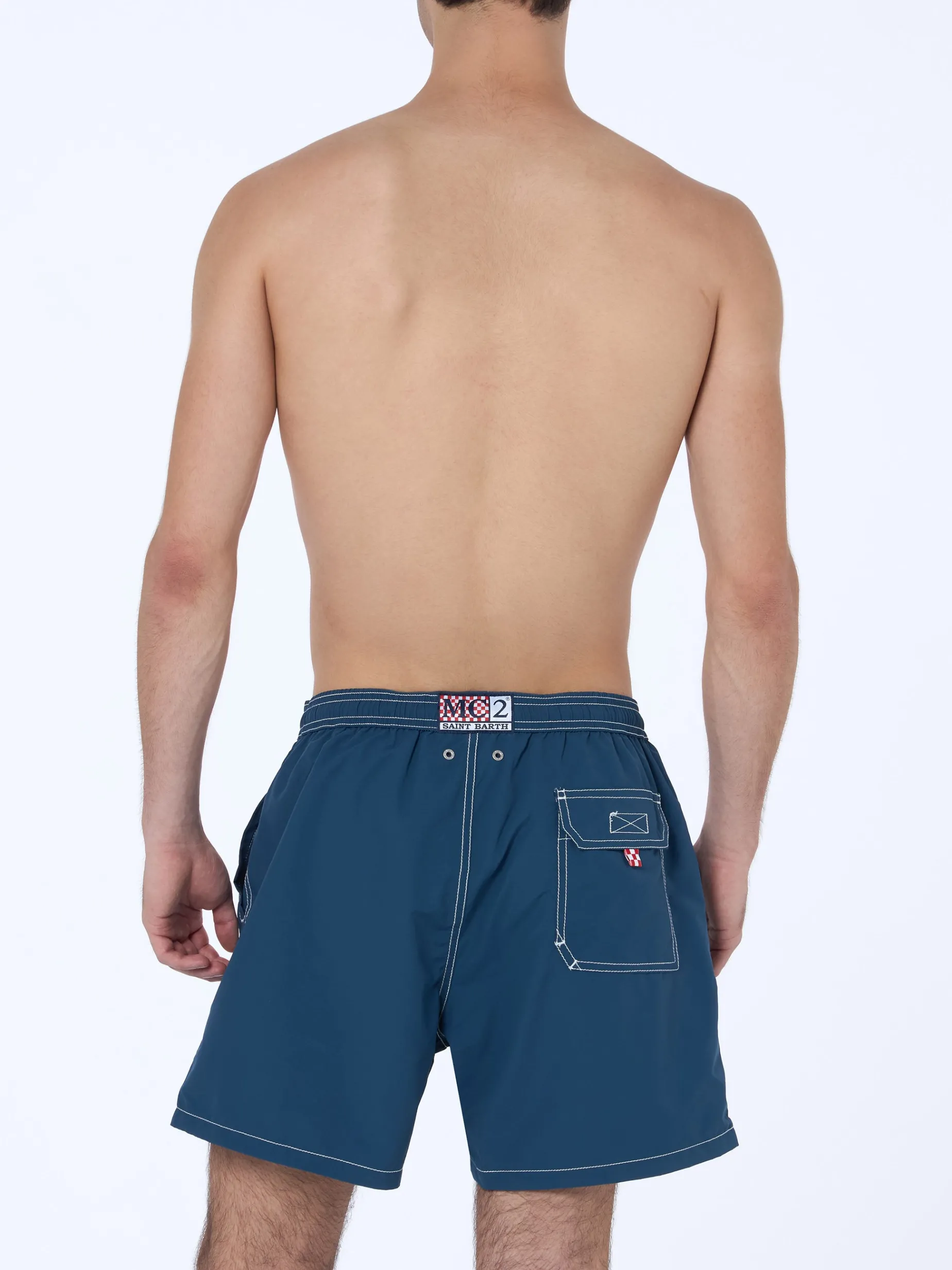Herren himmelblaue mittellange Badeshorts Patmos