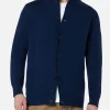 Herren Marineblau Cardigan Savile aus Merinowolle