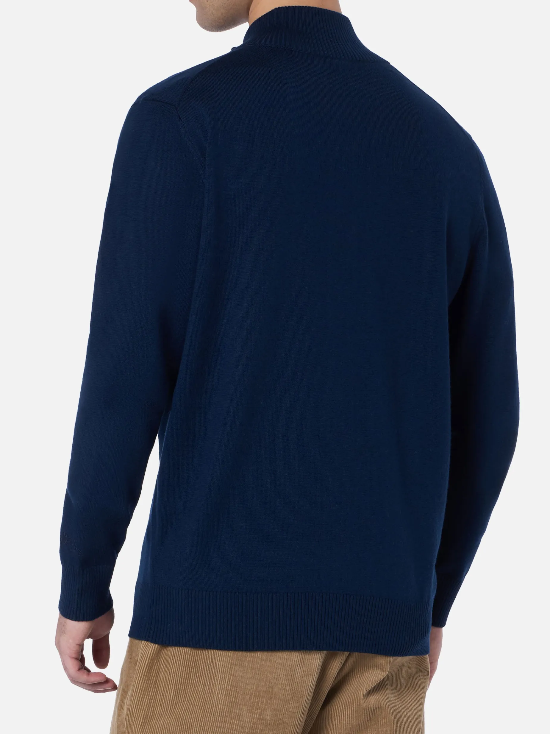 Herren Marineblau Cardigan Savile aus Merinowolle