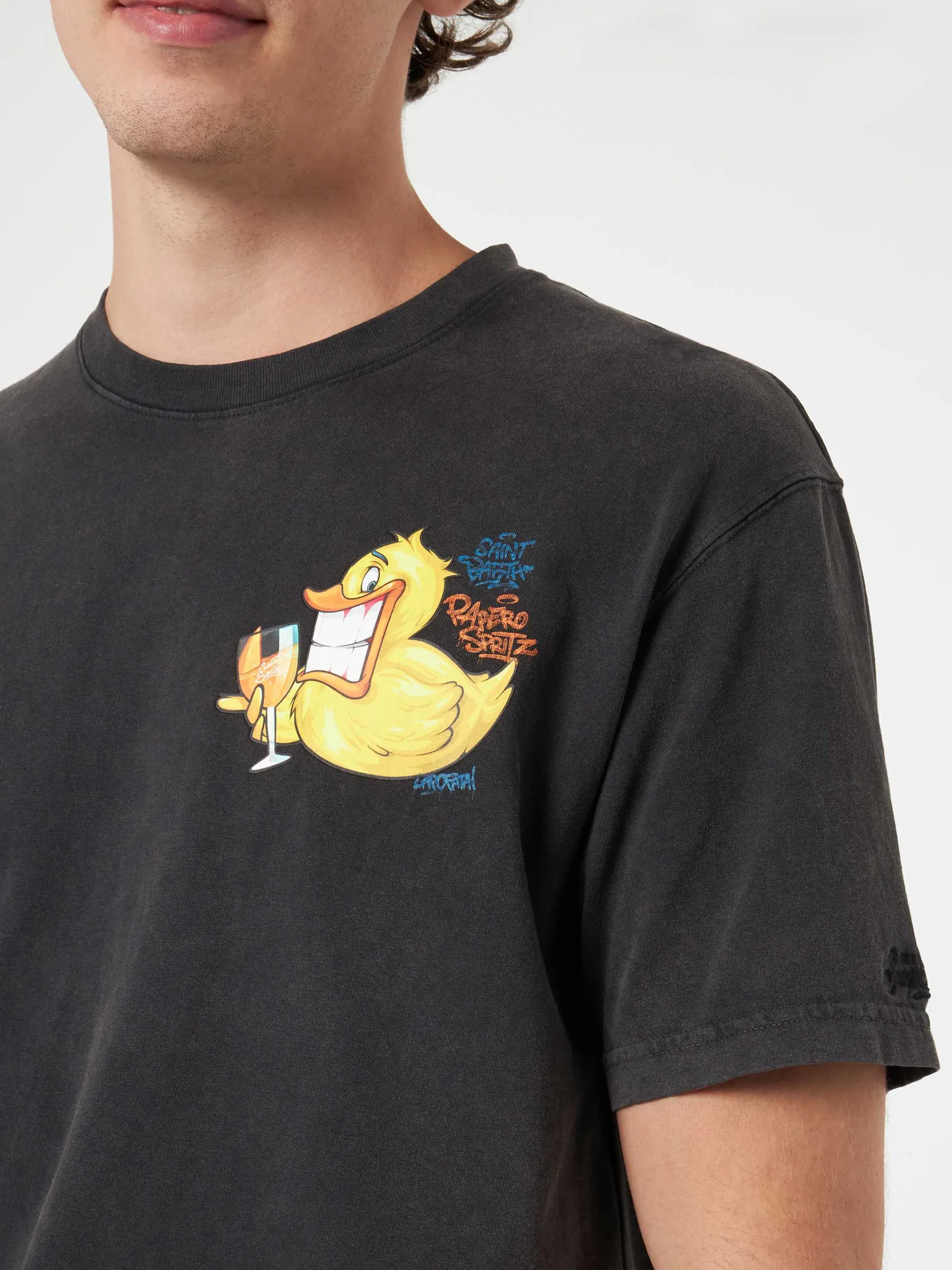 Herren Vintage-Baumwoll-T-Shirt Jack mit Ducky Cryptopuppets-Aufdruck | CRYPTOPUPPET-SONDERAUSGABE
