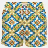 Herren-Badeshorts aus leichtem Stoff mit Maiolika-Print
