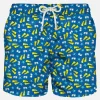 Herren-Badeshorts aus leichtem Stoff mit Schnorchelaufdruck