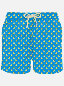 Herren-Badeshorts aus leichtem Stoff mit Entenmuster