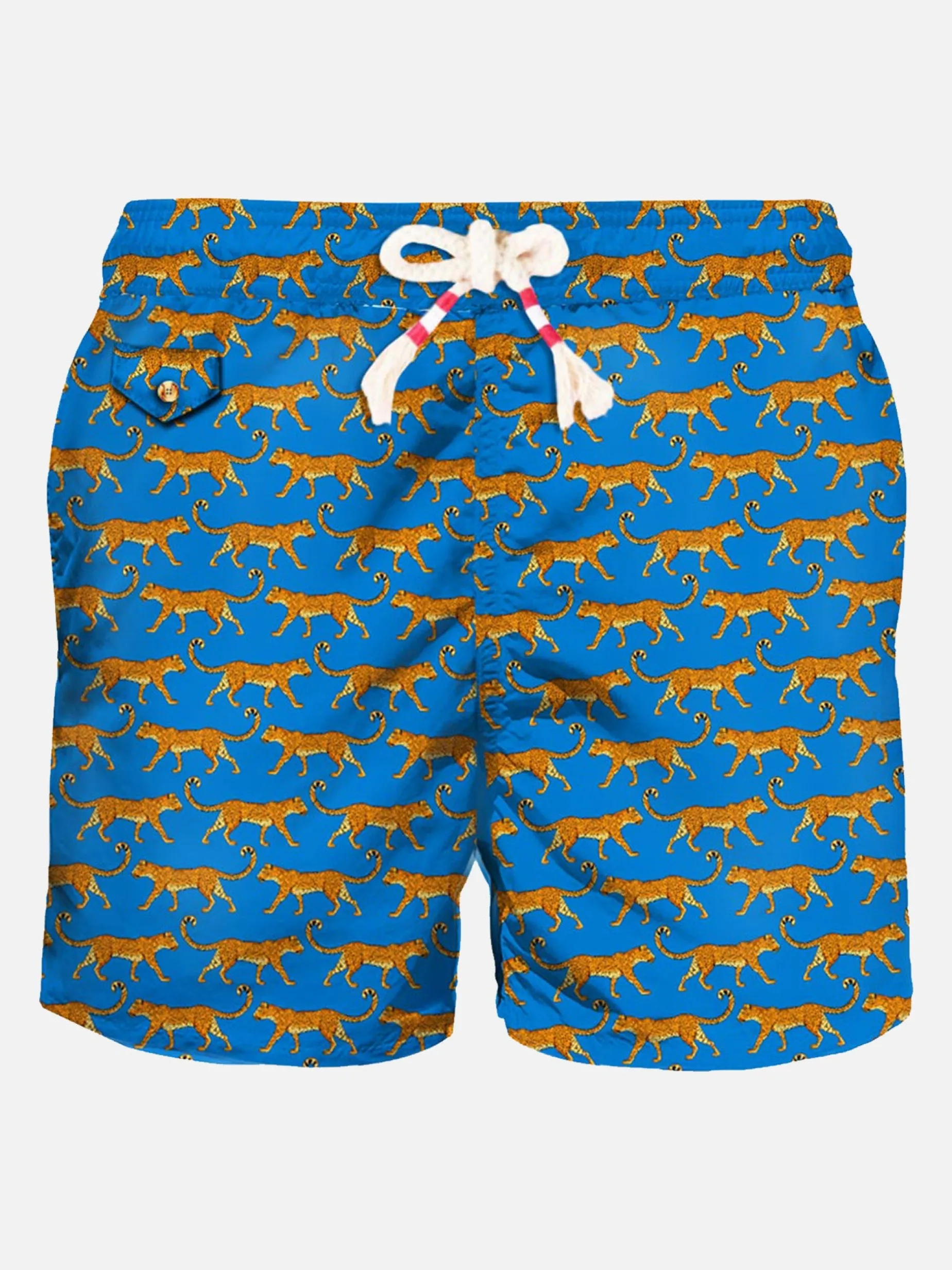 Herren-Badeshorts aus leichtem Stoff mit Leopardenmuster
