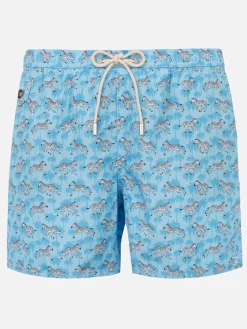 Herren-Badeshorts aus leichtem Stoff mit Zebramuster