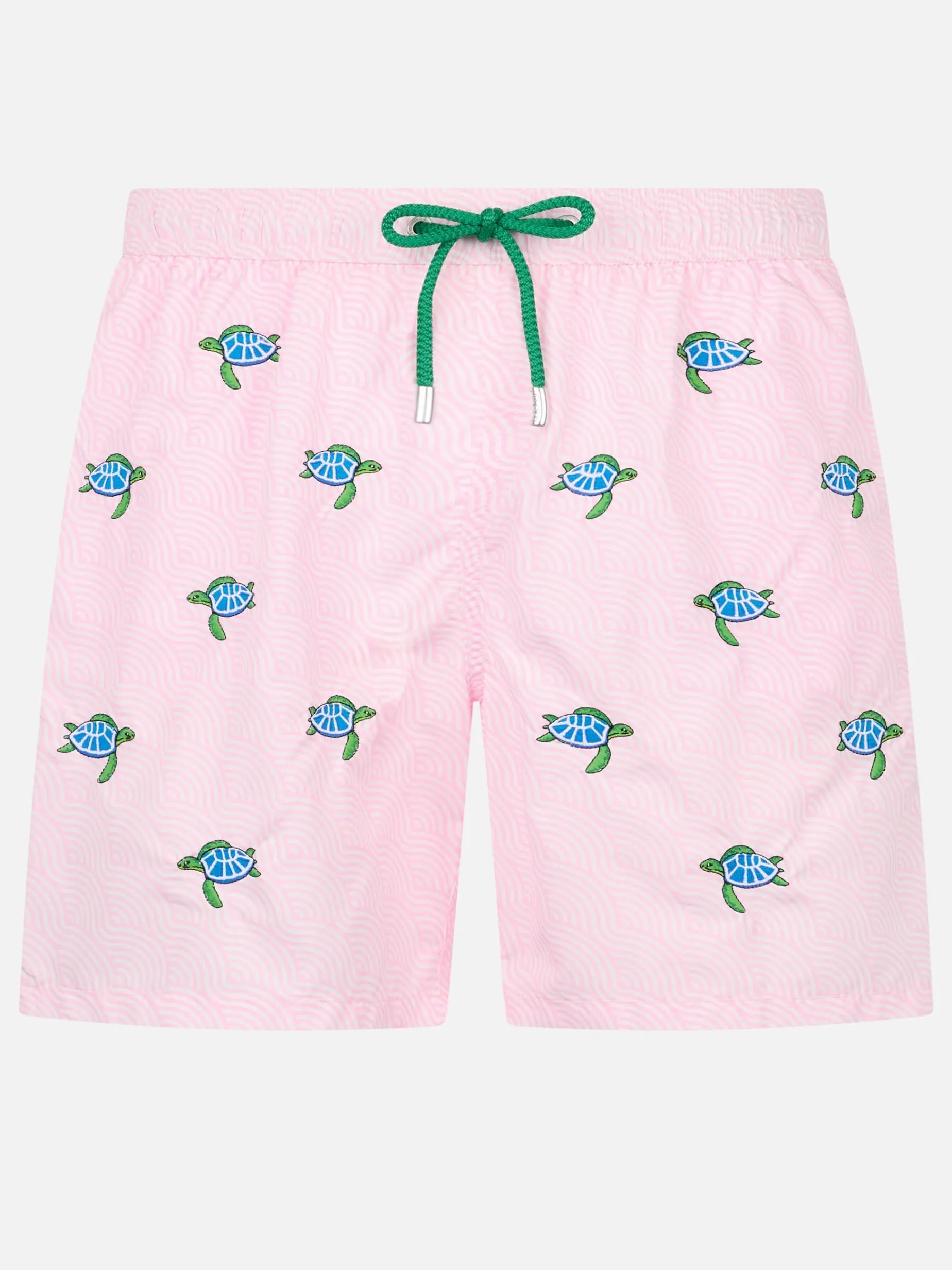 Herren-Badeshorts aus leichtem Stoff mit aufgestickten Meeresschildkröten