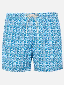 Herren-Badeshorts aus leichtem Stoff mit Pilz-Print