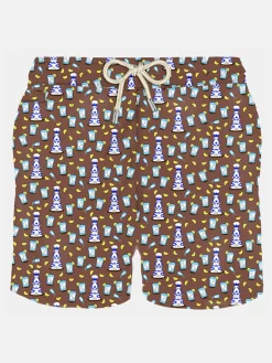 Herren-Badeshorts aus leichtem Stoff mit Tequila-Aufdruck