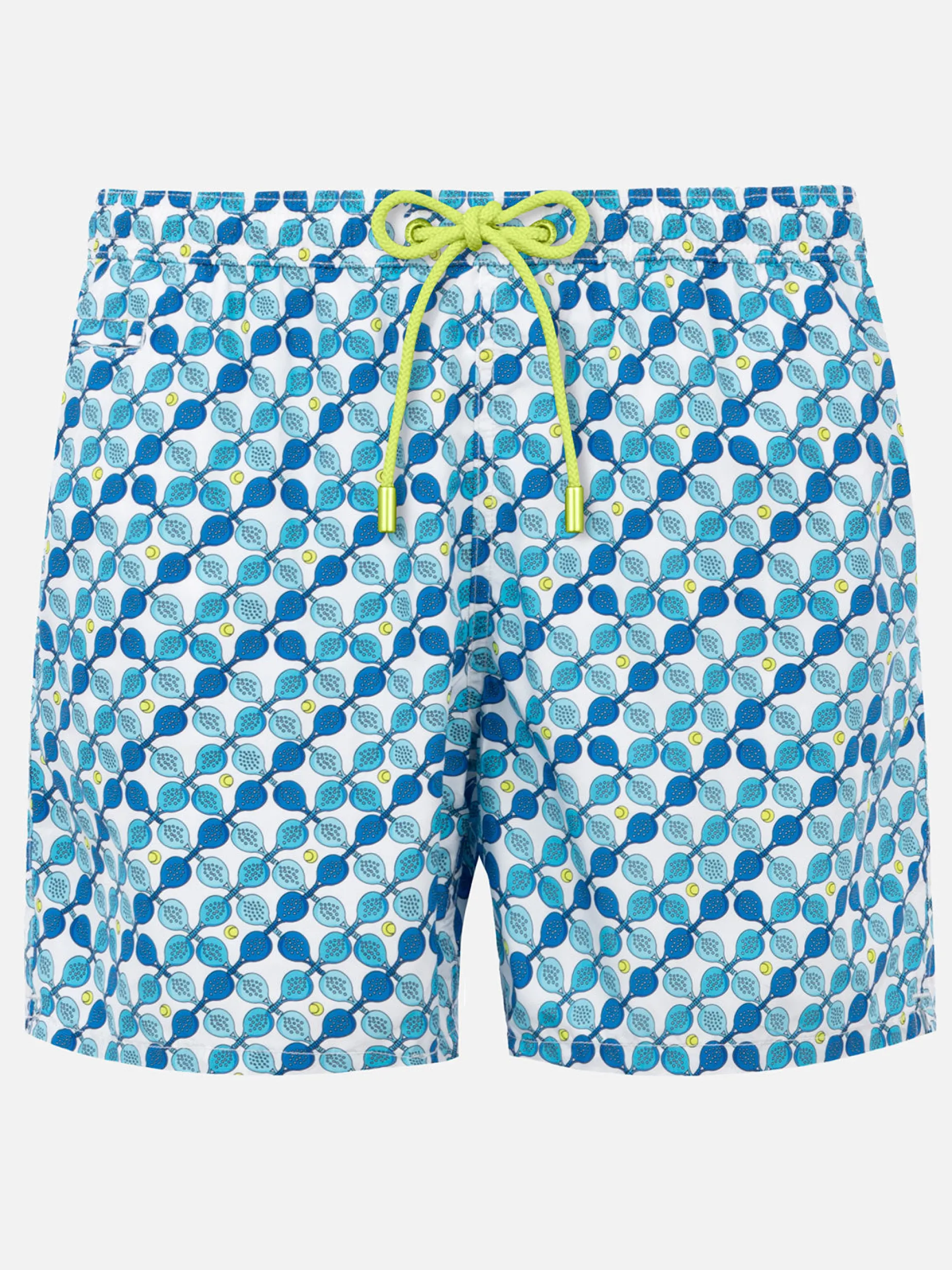 Herren-Badeshorts aus leichtem Stoff mit Padelschläger-Aufdruck