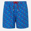Herren-Badeshorts aus leichtem Stoff mit Schildkröten- und Autoaufdruck