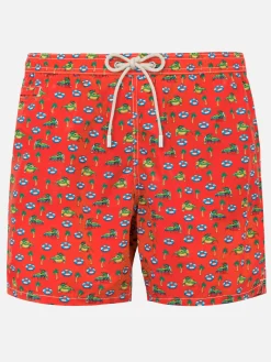 Herren-Badeshorts aus leichtem Stoff mit Krokodildruck