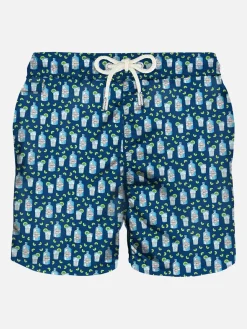 Herren-Badeshorts aus leichtem Stoff mit Gin-Print