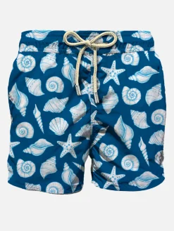 Herren-Badeshorts aus leichtem Stoff mit Muschelaufdruck