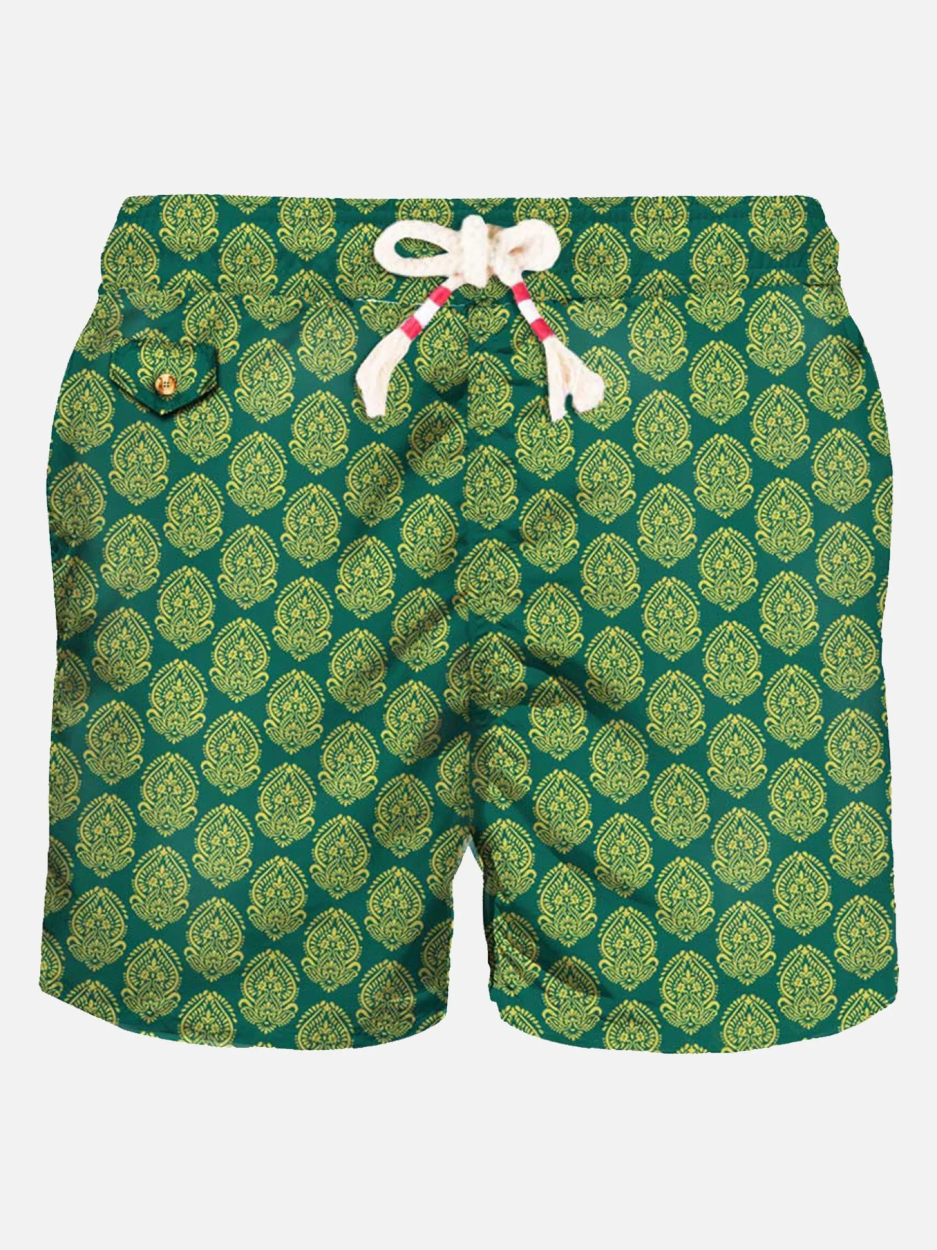 Herren-Badeshorts aus leichtem Stoff mit indischem Aufdruck