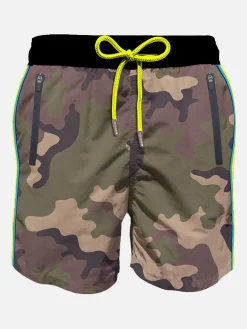 Herren-Badeshorts aus leichtem Stoff mit Reißverschlusstaschen