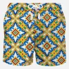 Herren-Badeshorts aus leichtem Stoff mit Majolika-Print
