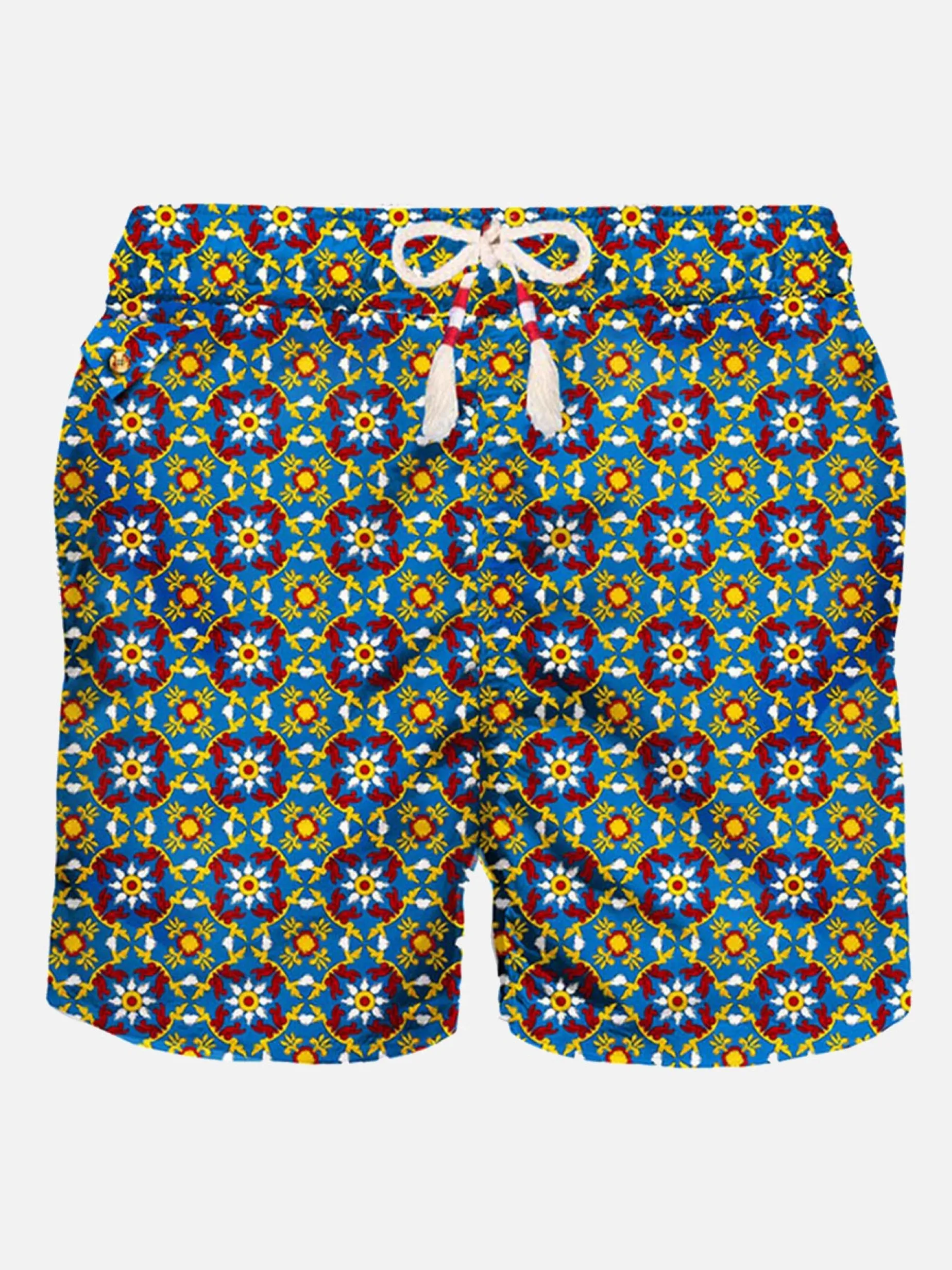 Herren-Badeshorts aus leichtem Stoff mit Muster
