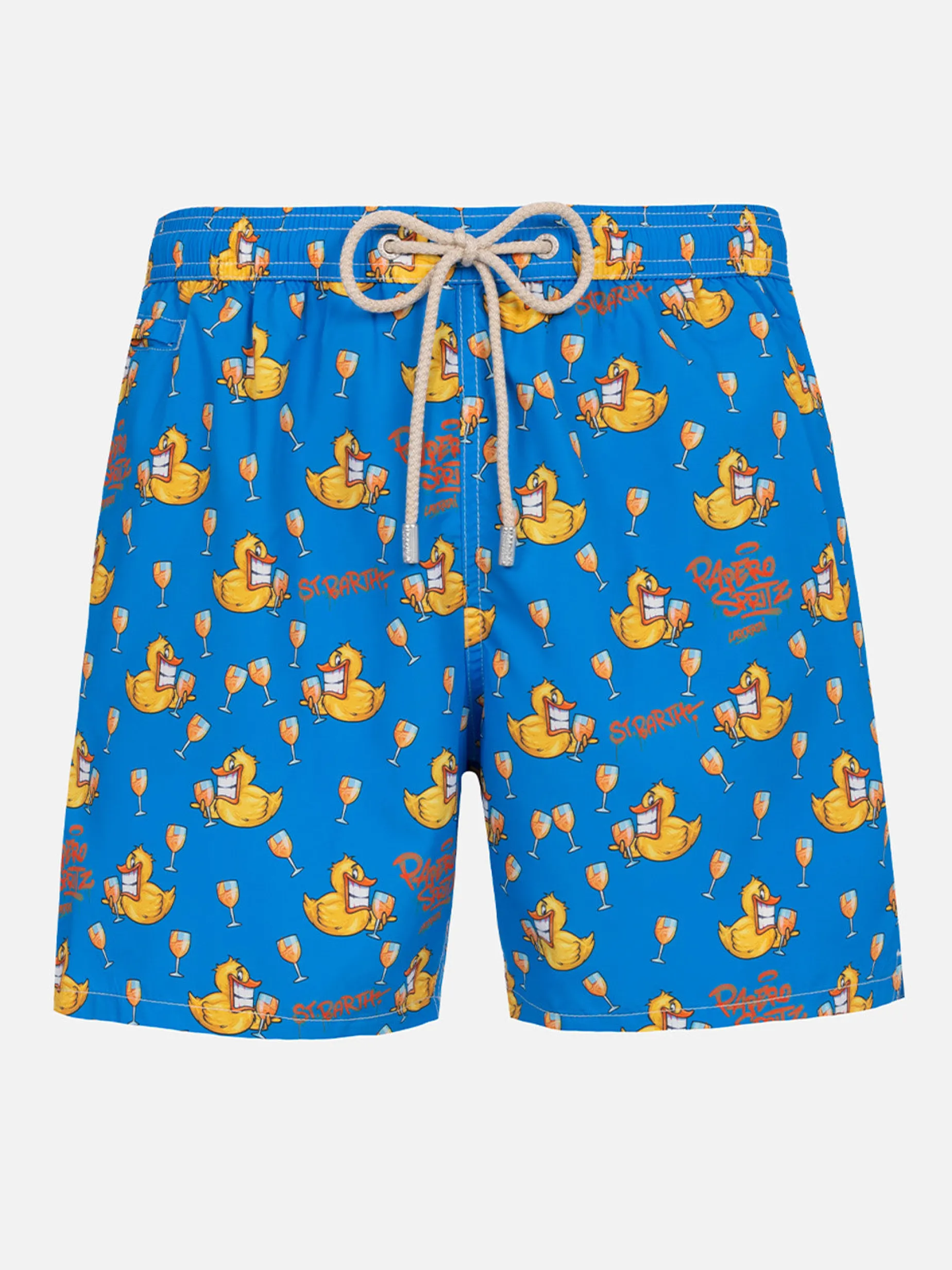 Herren-Badeshorts aus leichtem Stoff Lighting Micro Fantasy mit Enten-Cryptopuppets-Aufdruck | CRYPTOPUPPET-SONDERAUSGABE