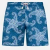 Herren-Badeshorts aus leichtem Stoff mit blauem Paisley-Print