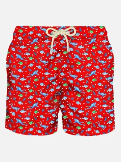 Herren-Badeshorts aus leichtem Stoff mit Taucheraufdruck