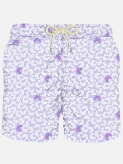Herren-Badeshorts aus leichtem Stoff mit Krabbenprint