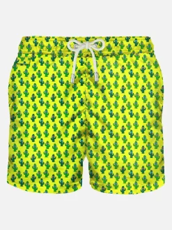 Herren-Badeshorts aus leichtem Stoff mit Kaktusmuster
