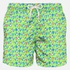 Herren-Badeshorts aus leichtem Stoff mit Hahnenmuster