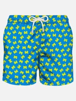 Herren-Badeshorts aus leichtem Stoff mit Krabbenmuster