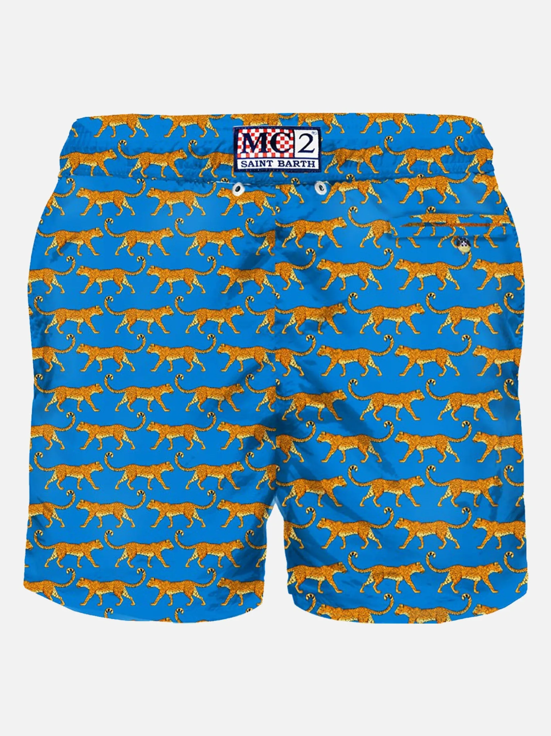 Herren-Badeshorts aus leichtem Stoff mit Leopardenmuster