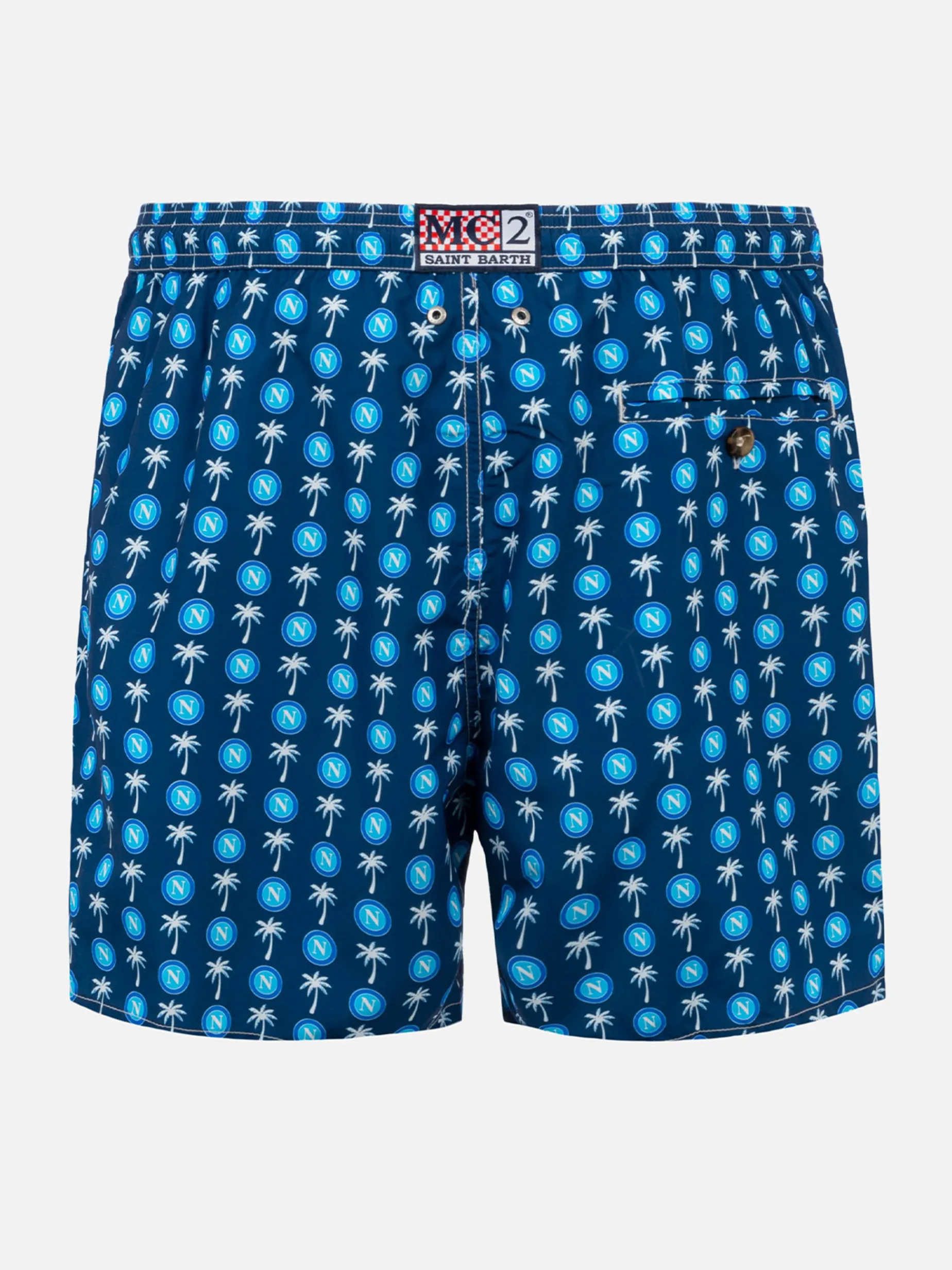 Herren-Badeshorts aus leichtem Stoff mit Napoli-Logo-Print | SSC NAPOLI SONDEREDITION