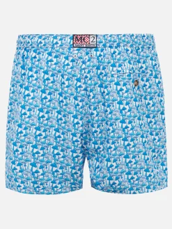 Herren-Badeshorts aus leichtem Stoff mit Pilz-Print