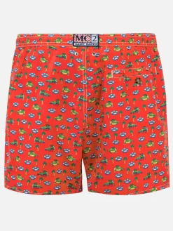 Herren-Badeshorts aus leichtem Stoff mit Krokodildruck