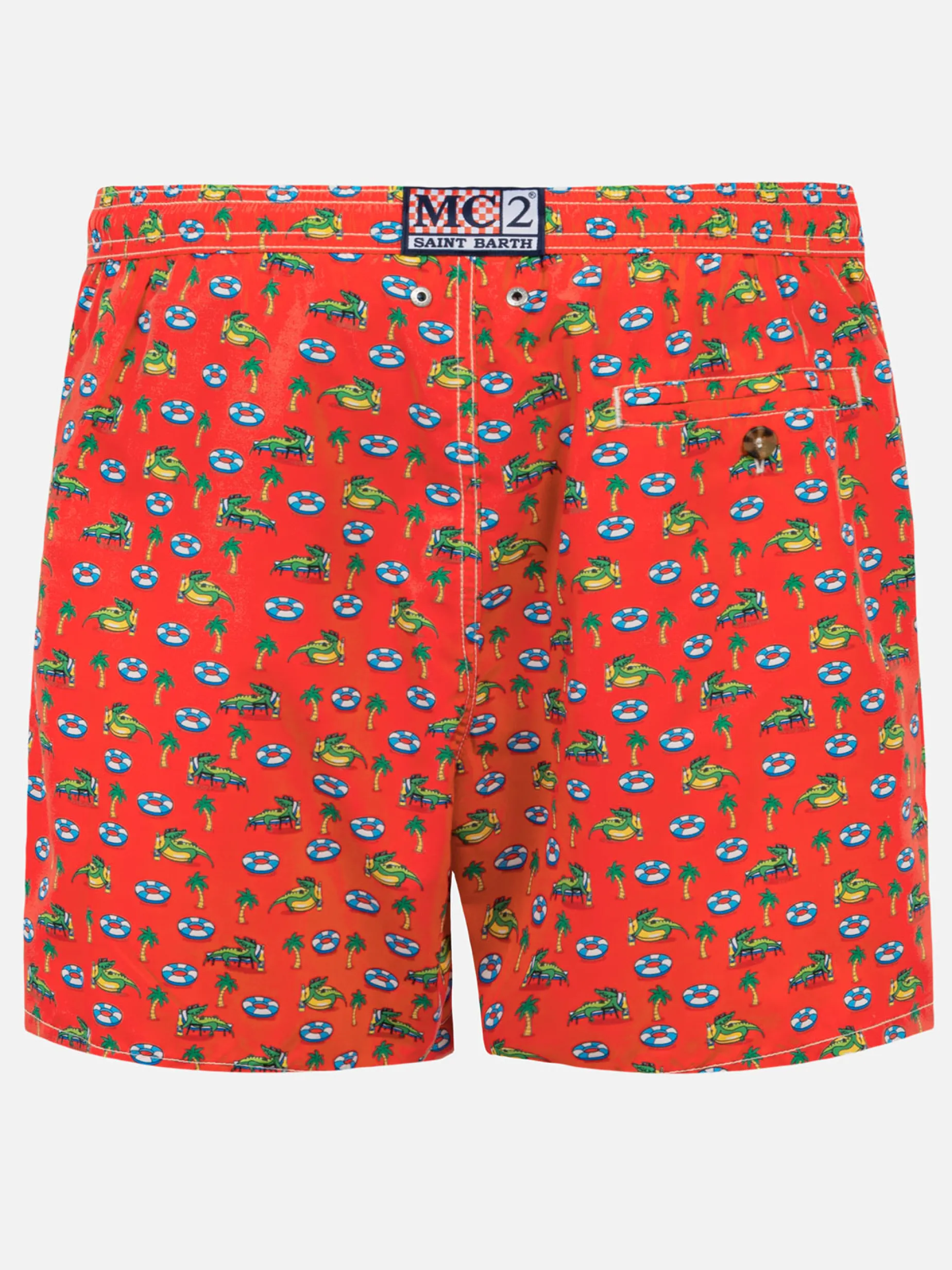 Herren-Badeshorts aus leichtem Stoff mit Krokodildruck
