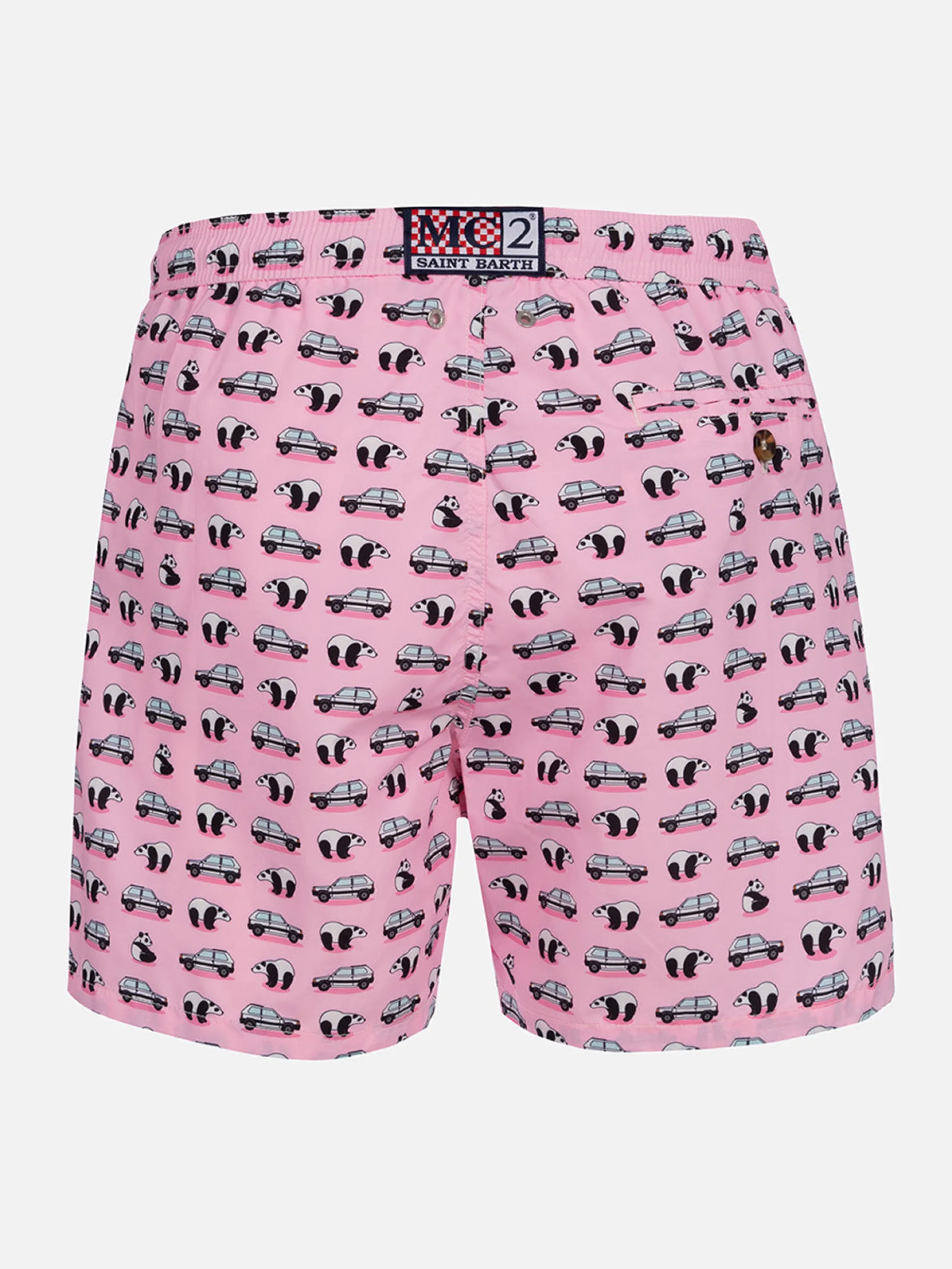 Herren-Badeshorts aus leichtem Stoff Lighting Micro Fantasy mit Panda und Panda-Aufdruck | PANDA-SONDERAUSGABE