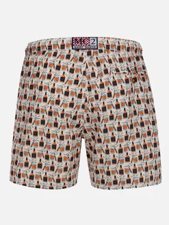 Herren-Badeshorts aus leichtem Stoff Lighting Micro Fantasy mit Whiskey- und Zigarren-Aufdruck