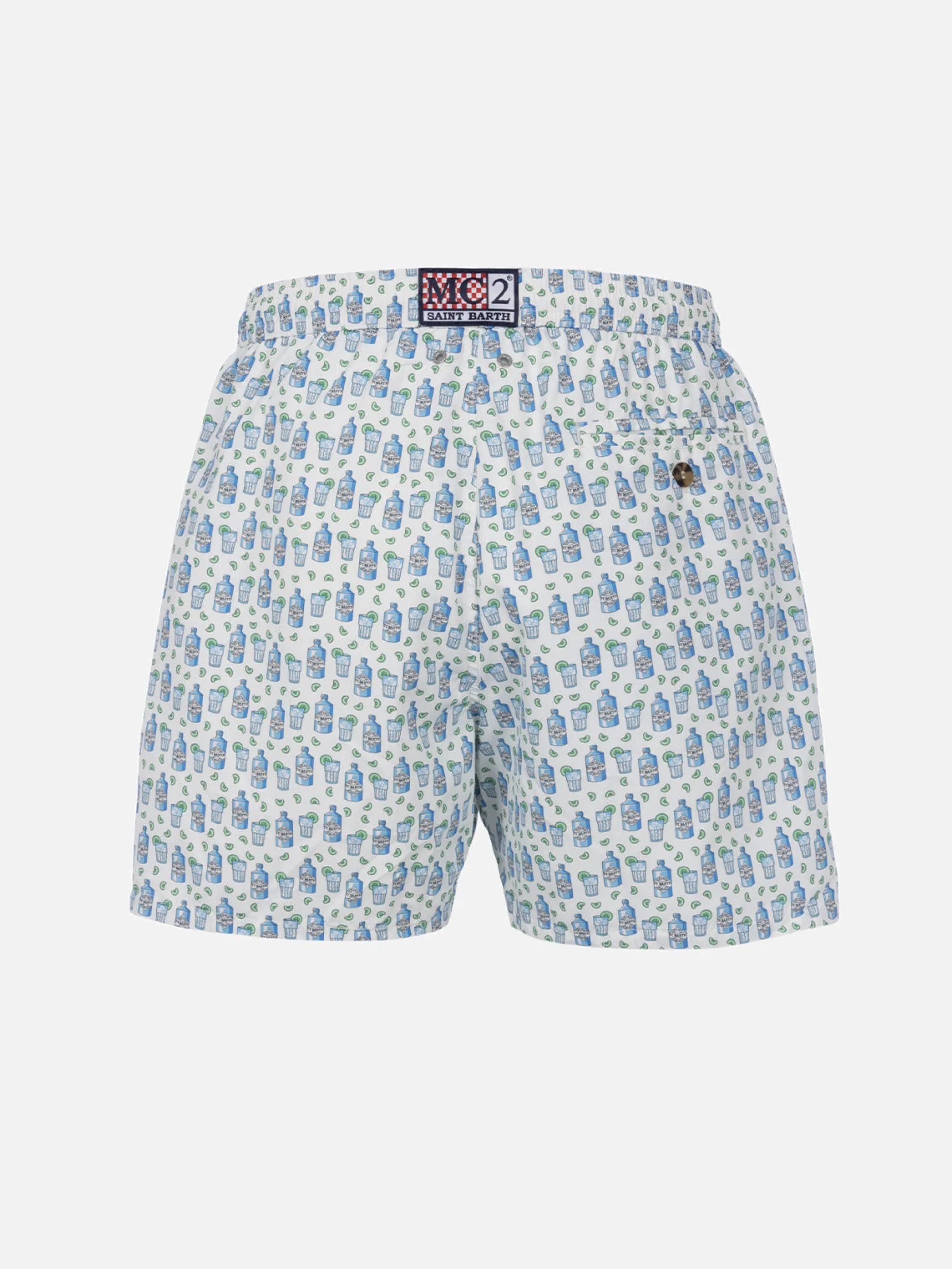 Herren-Badeshorts aus leichtem Stoff Lighting Micro Fantasy mit Gin-Tonic-Aufdruck