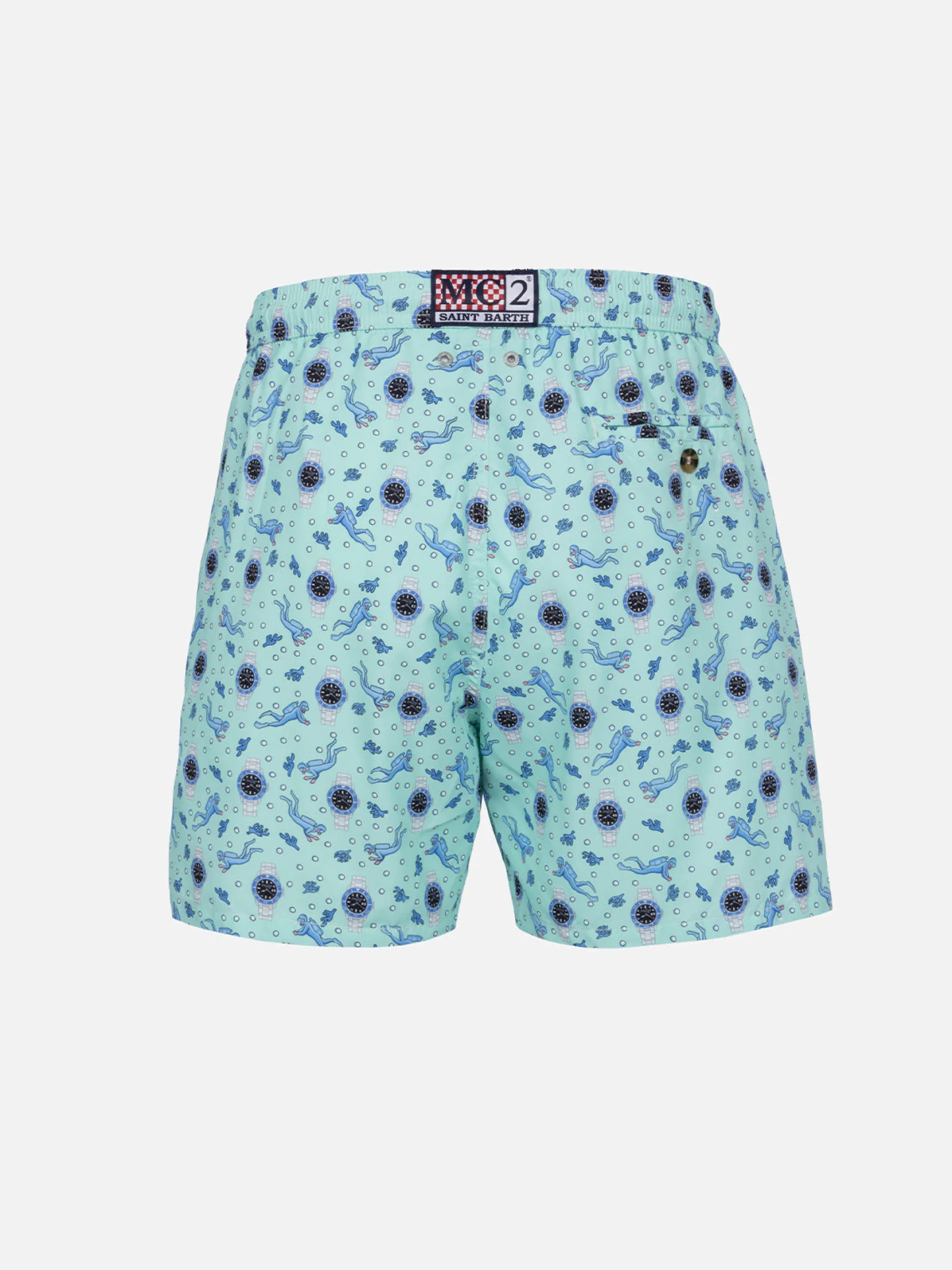 Herren-Badeshorts aus leichtem Stoff Lighting Micro Fantasy mit Uhrenaufdruck