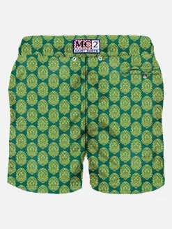 Herren-Badeshorts aus leichtem Stoff mit indischem Aufdruck