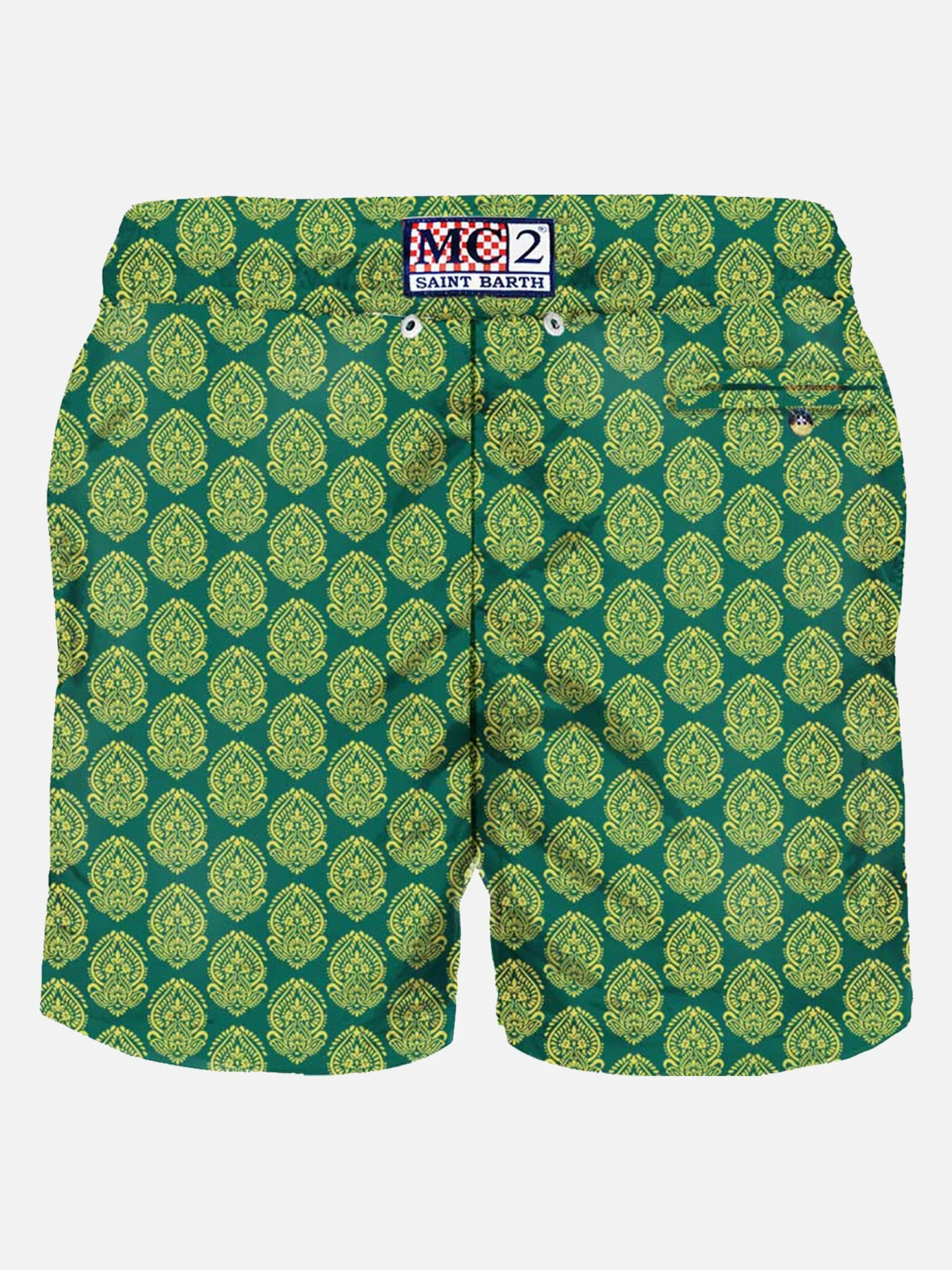 Herren-Badeshorts aus leichtem Stoff mit indischem Aufdruck