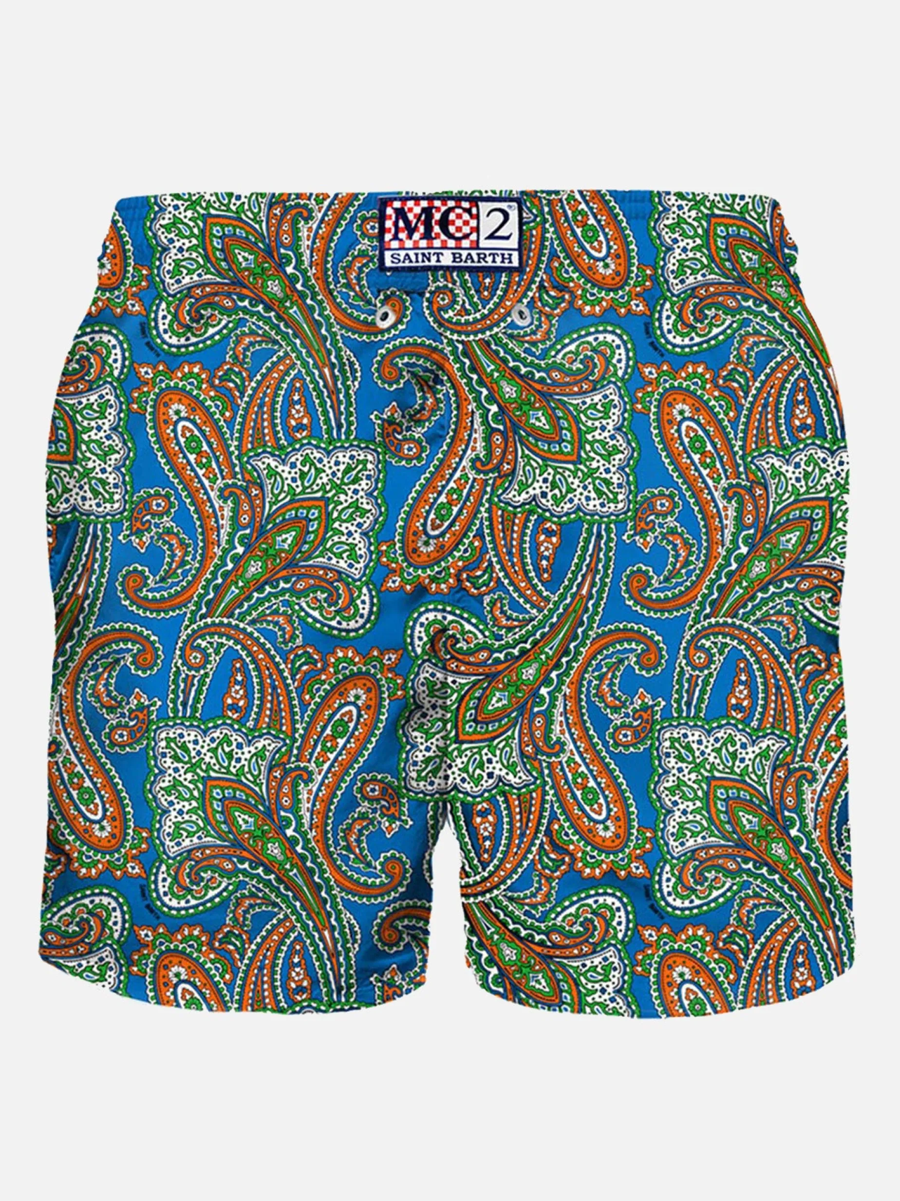 Herren-Badeshorts aus leichtem Stoff mit Paisley-Print