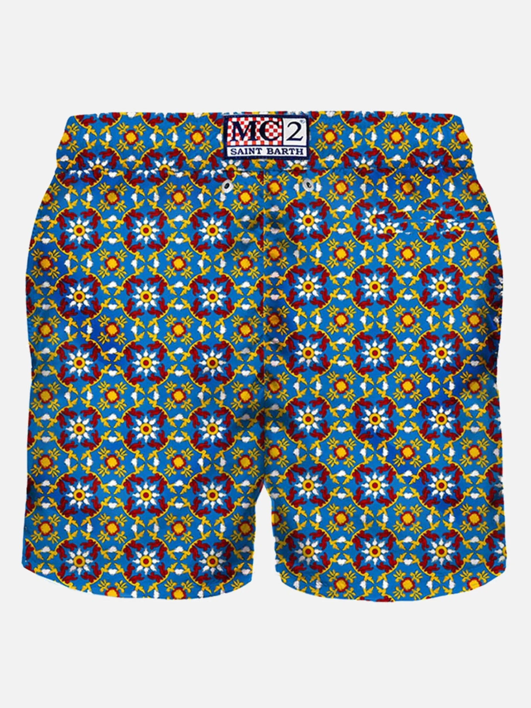 Herren-Badeshorts aus leichtem Stoff mit Muster