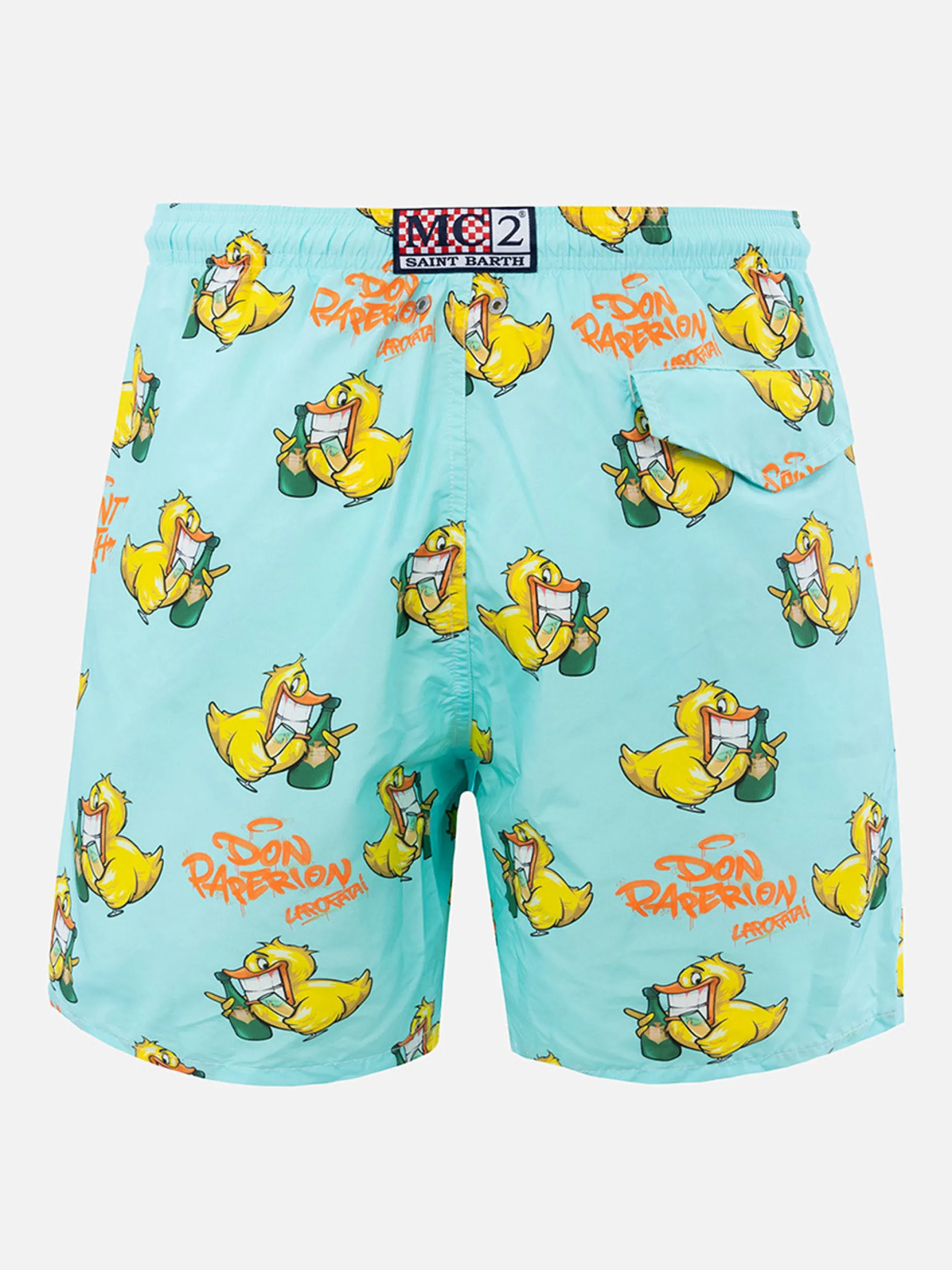 Herren-Badeshorts aus leichtem Stoff Lighting mit Cryptopuppets-Aufdruck | CRYPTOPUPPET-SONDERAUSGABE