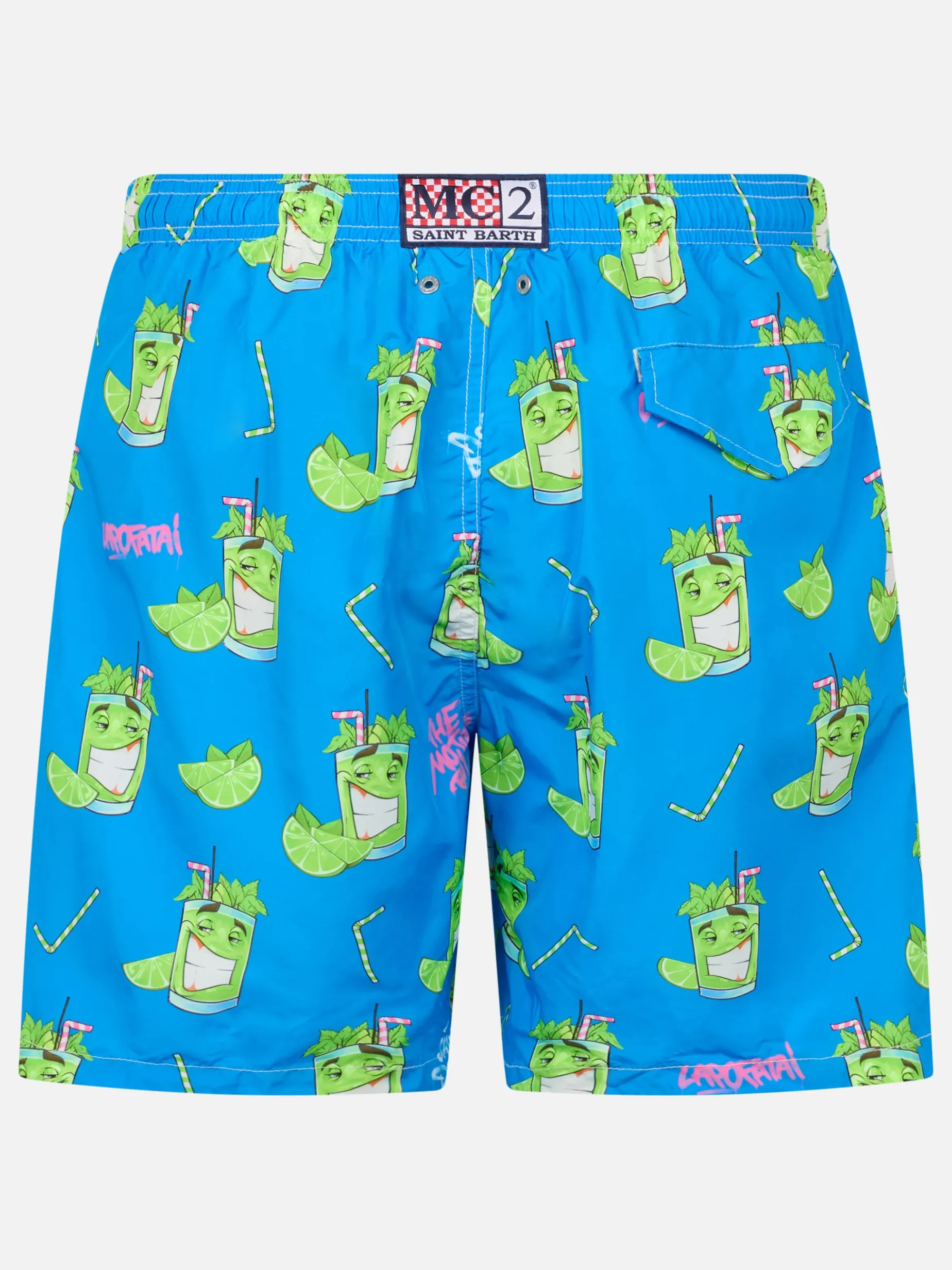 Herren-Badeshorts aus leichtem Stoff Lighting mit Cryptopuppets-Aufdruck | CRYPTOPUPPET-SONDERAUSGABE