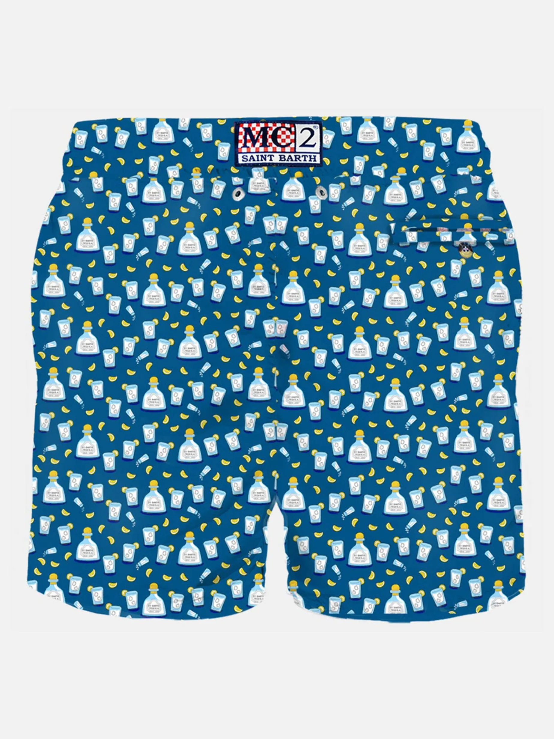 Herren-Badeshorts aus leichtem Stoff mit Tequila-Aufdruck