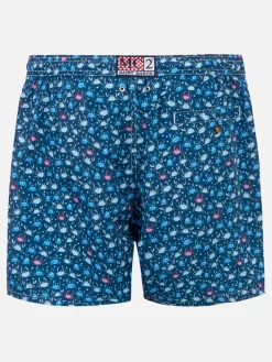 Herren-Badeshorts aus leichtem Stoff mit Krabbenprint